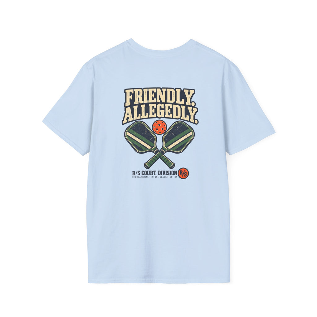 Court Division - Pickle ball - Friendly - Allegedly T-Shirt — Funny Retro Casual Tee
