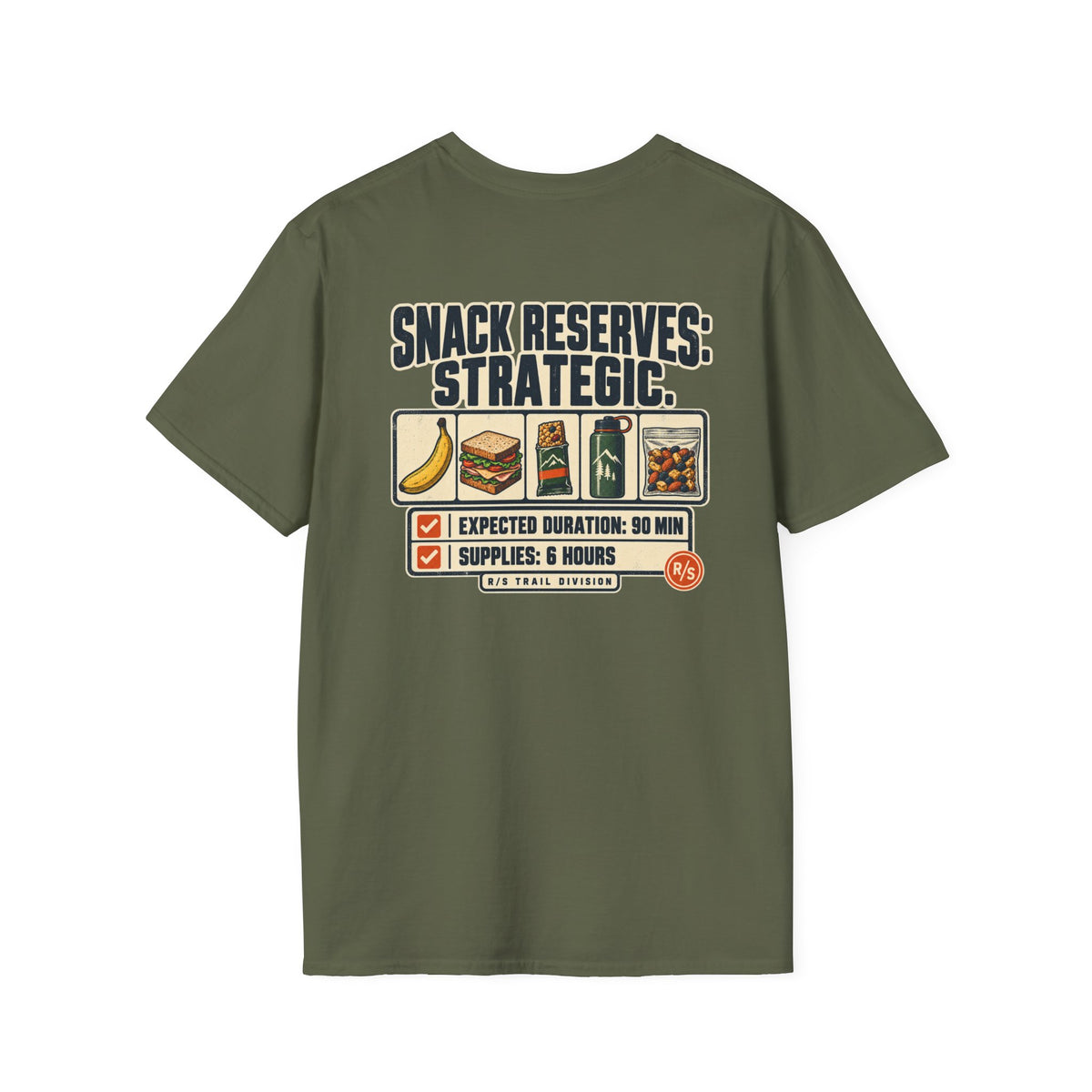 Trail Division - Snack Reserves - Strategic. T-Shirt — Funny Retro Casual Tee