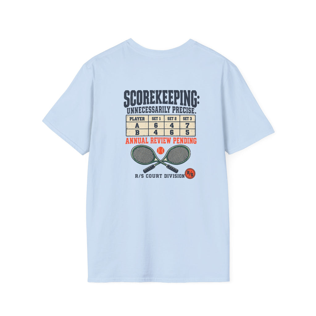 Court Division - Scorekeeping - Unnecessarily precise T-Shirt — Funny Retro Casual Tee
