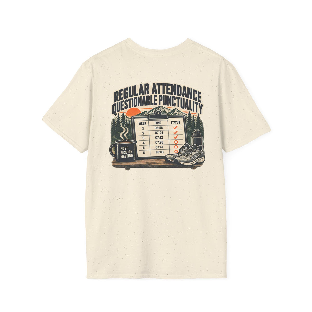 Social Division - Always attends. Questionable Punctionality T-Shirt. Retro funny T-shirt