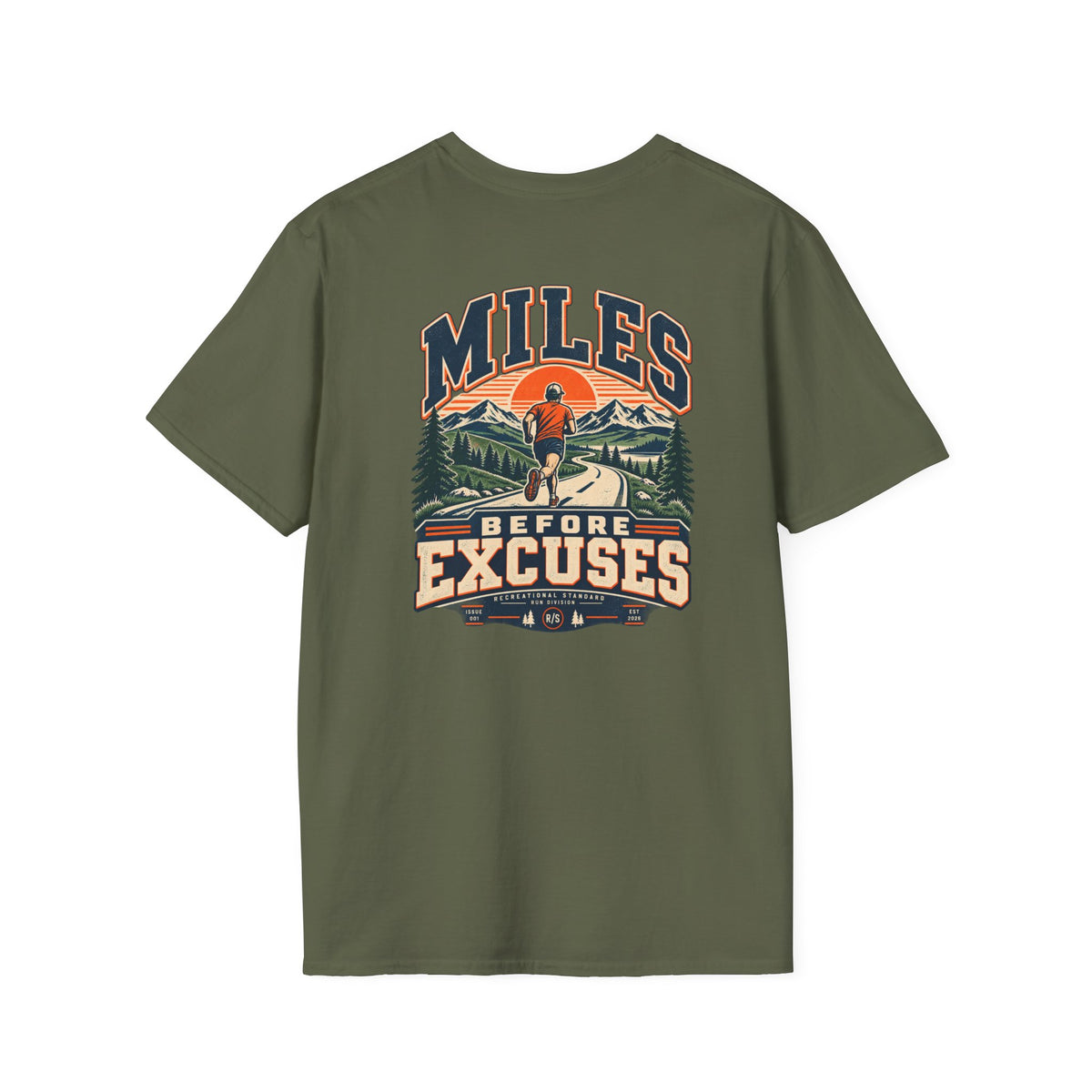 Run Division - Miles before excuses T-Shirt — Funny Retro Casual Tee