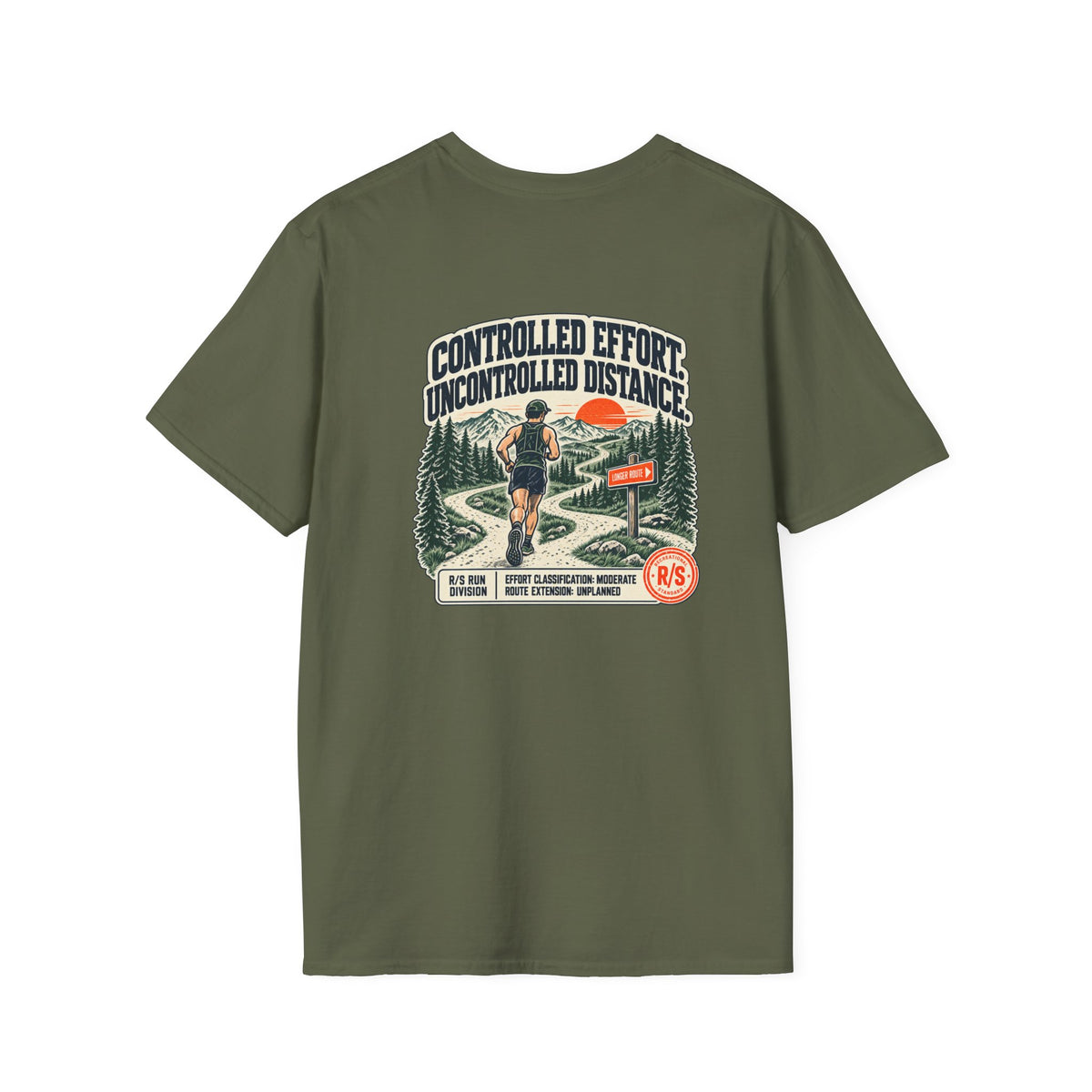 Run Division - Controlled effort - Uncontrolled distance T-Shirt — Funny Retro Casual Tee