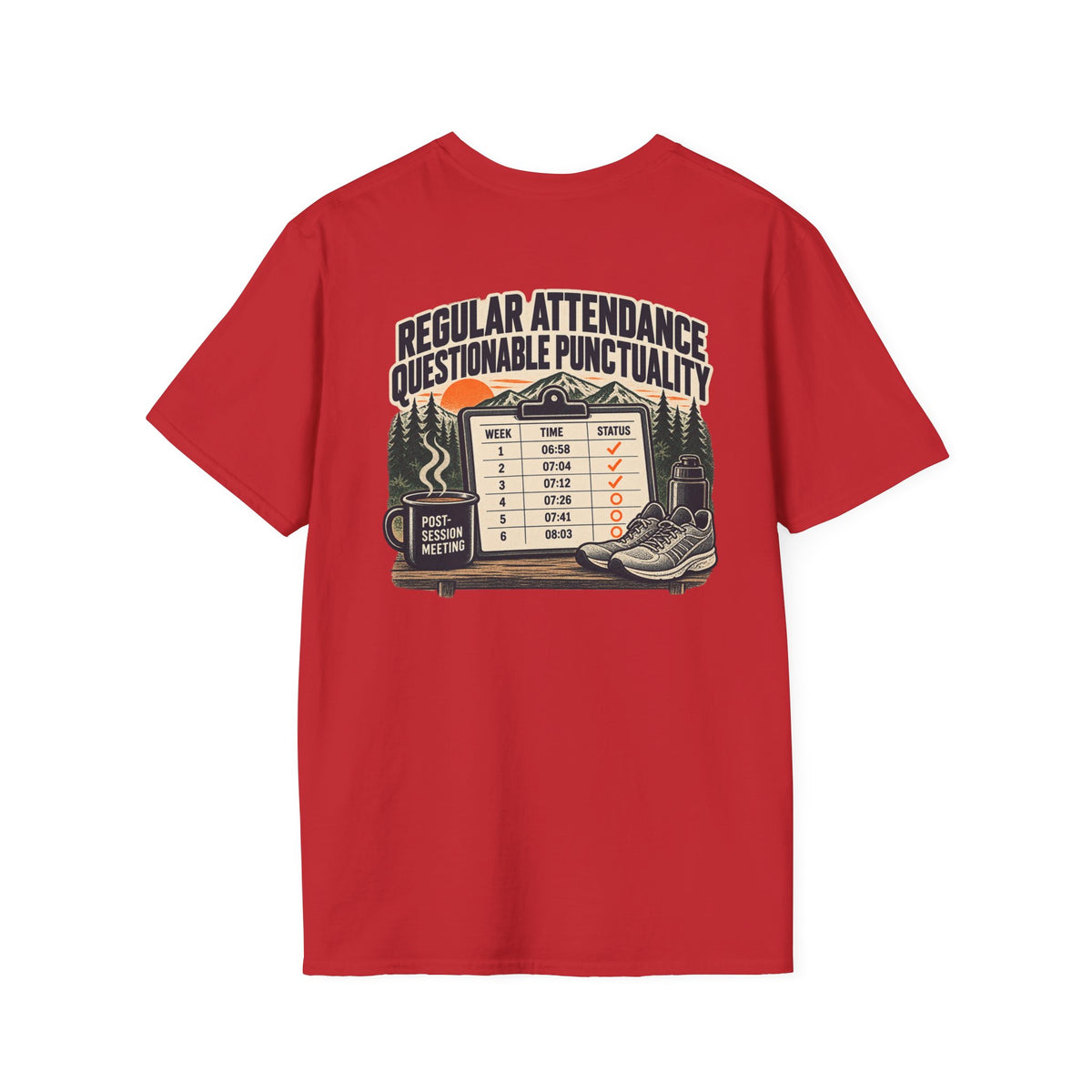 Social Division - Always attends. Questionable Punctionality T-Shirt. Retro funny T-shirt