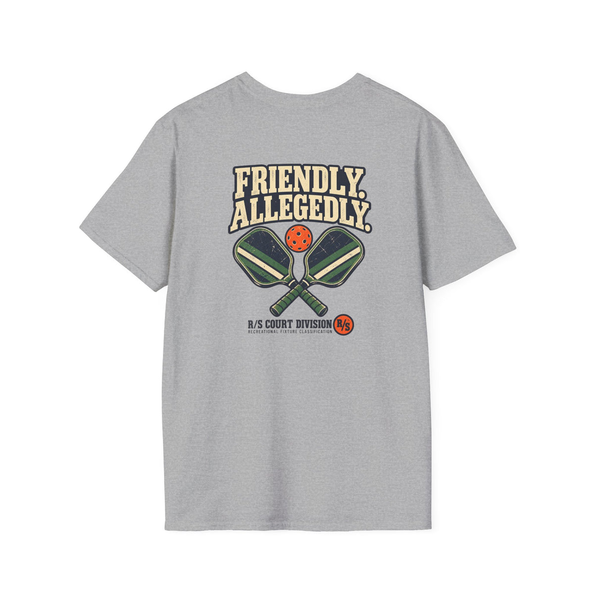 Court Division - Pickle ball - Friendly - Allegedly T-Shirt — Funny Retro Casual Tee