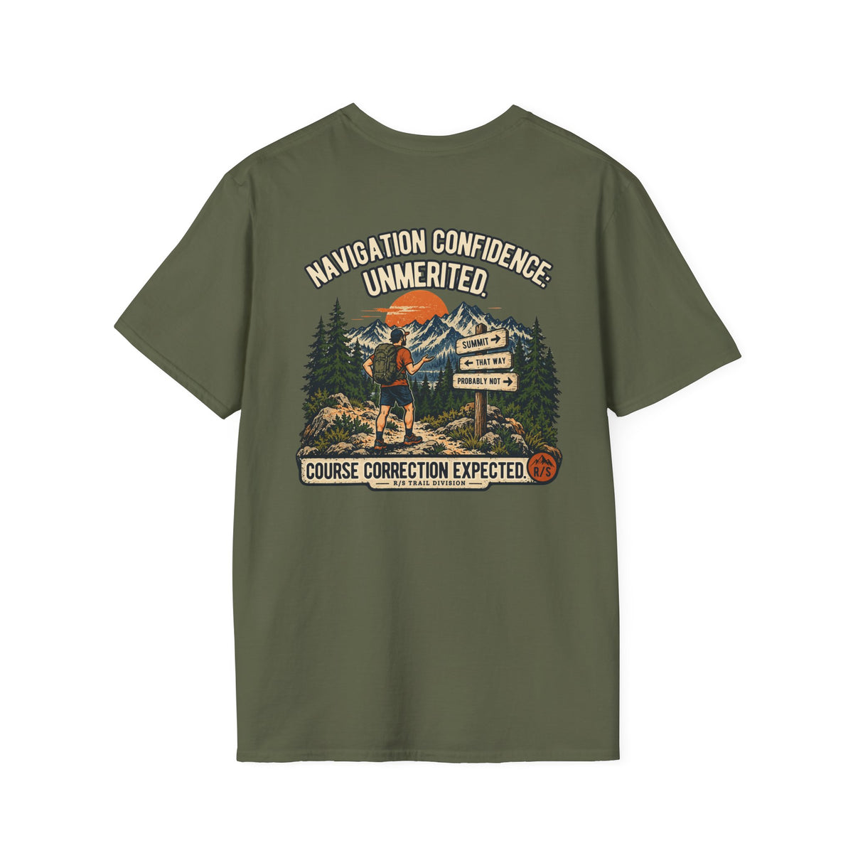 Trail Division - Navigation Confidence - Unmerited T-Shirt — Funny Retro Casual Tee