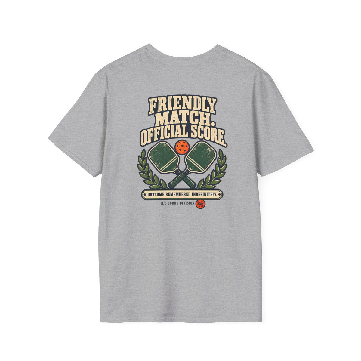 Court Division - Pickle ball - Friendly match -  Official Score T-Shirt — Funny Retro Casual Tee