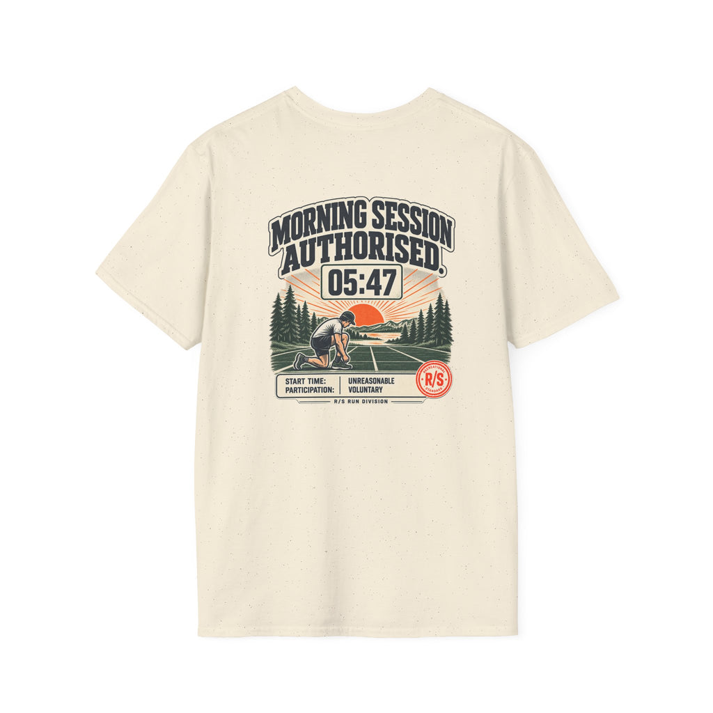 Run Division - Morning Run authorised. 5:47am start T-Shirt — Funny Retro Casual Tee