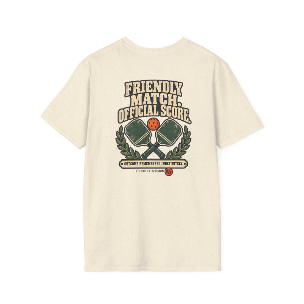 Court Division - Pickle ball - Friendly match -  Official Score T-Shirt — Funny Retro Casual Tee