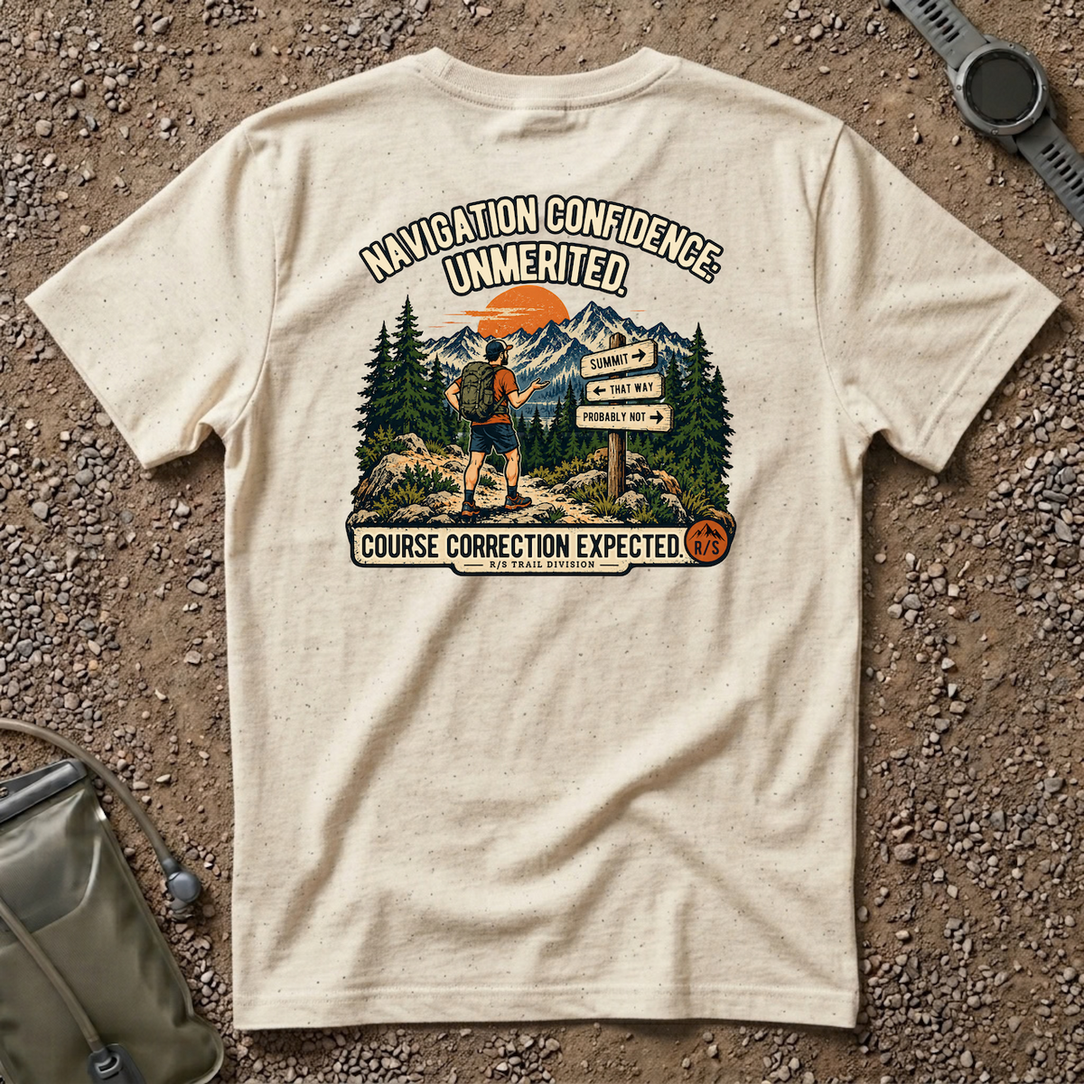 Trail Division - Navigation Confidence - Unmerited T-Shirt — Funny Retro Casual Tee