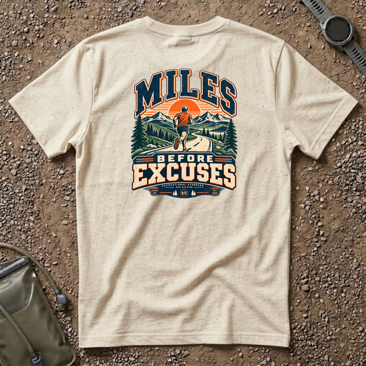 Run Division - Miles before excuses T-Shirt — Funny Retro Casual Tee
