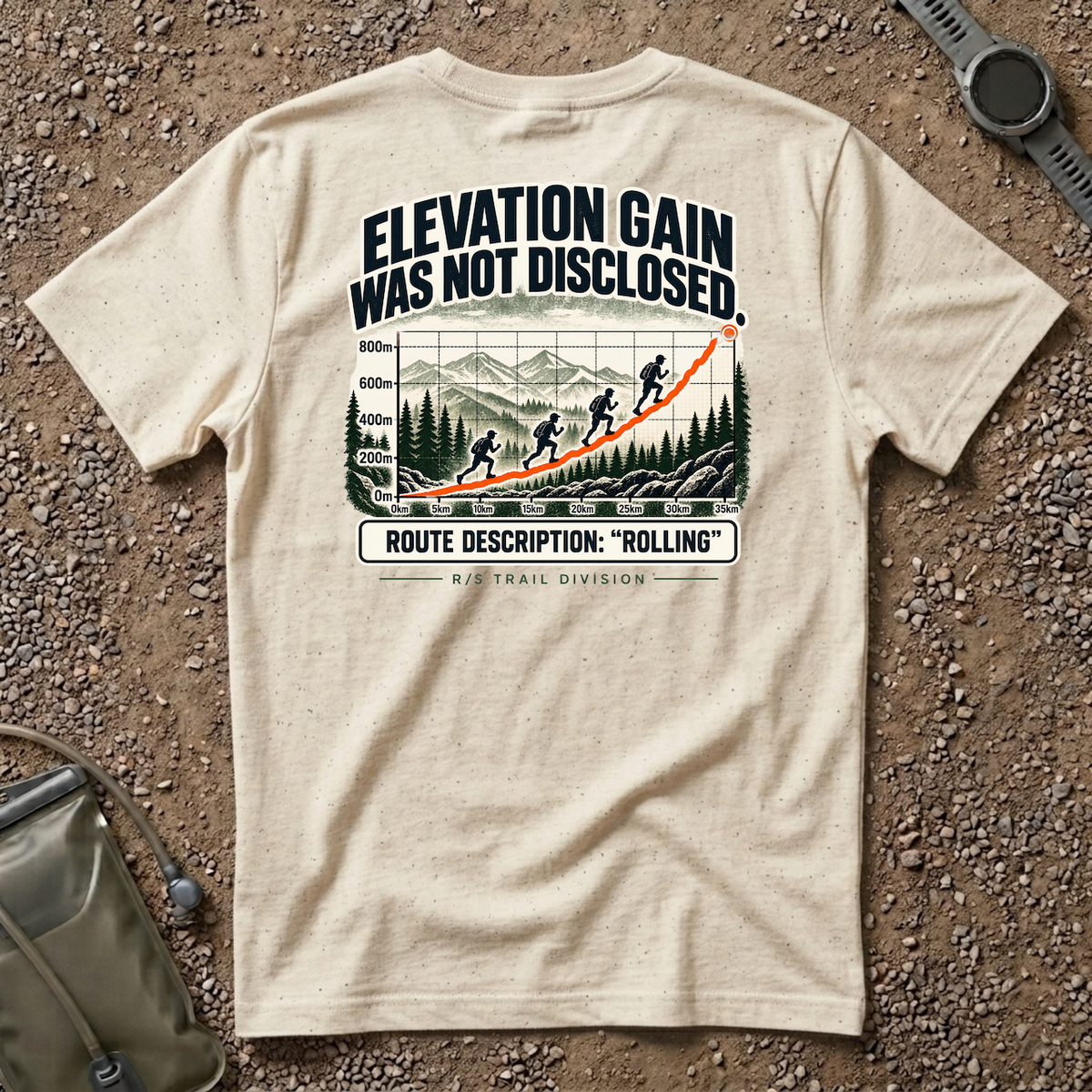 Trail Division -Elevation Gain was not disclosed T-Shirt — Funny Retro Casual Tee