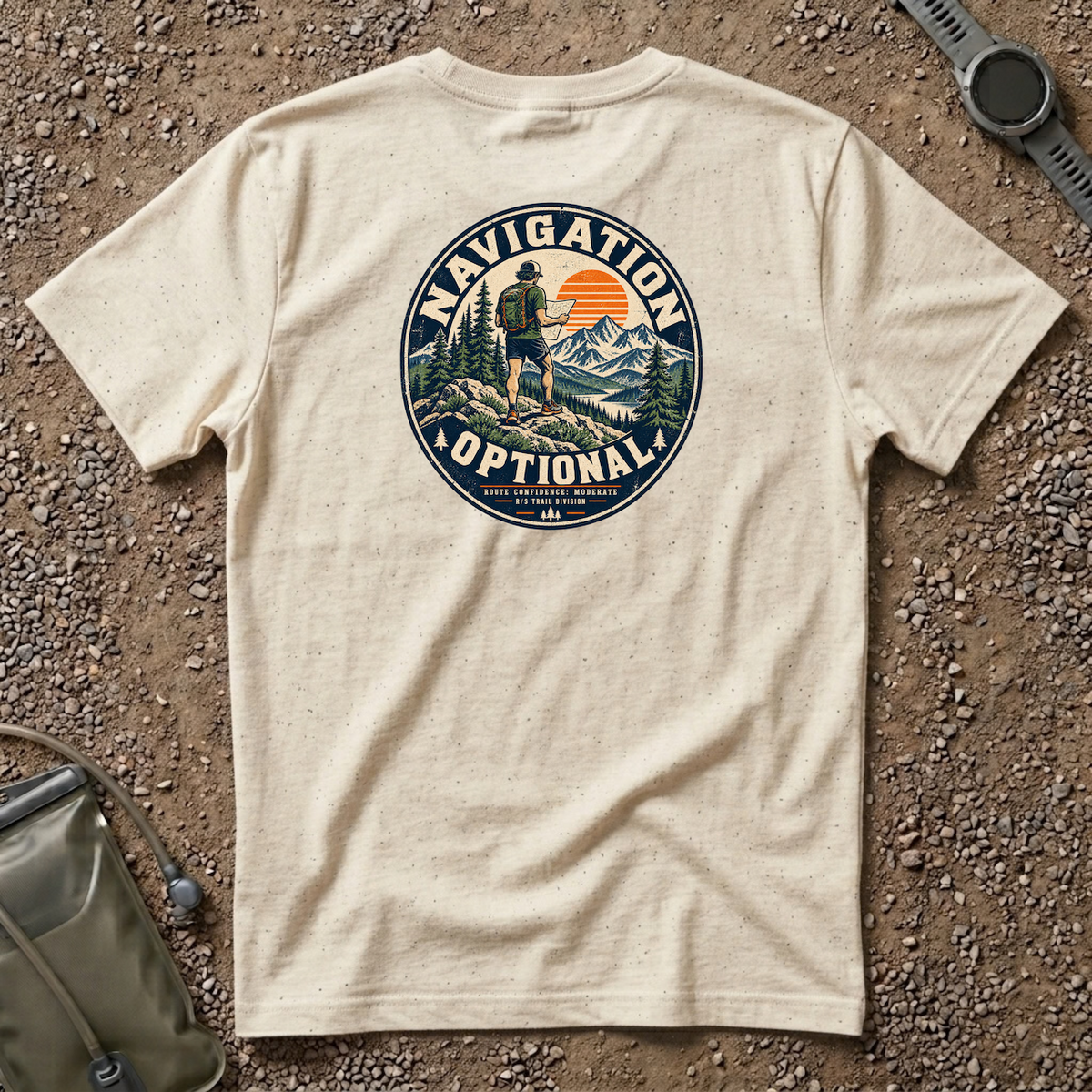 Trail Division - Navigation Optional. T-Shirt — Funny Retro Casual Tee