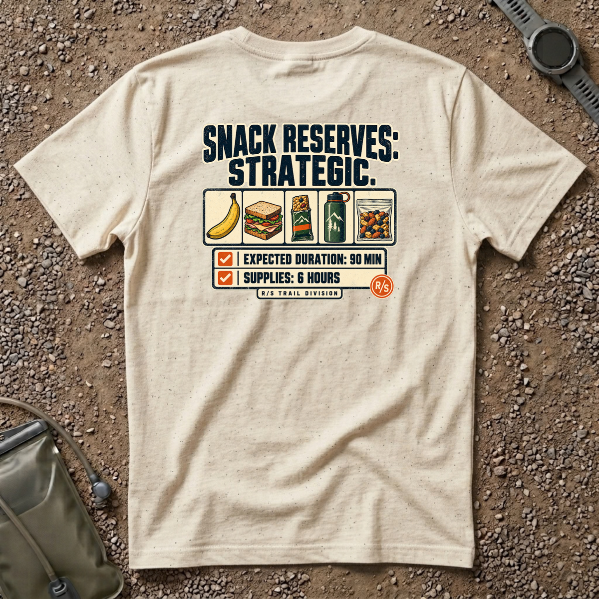 Trail Division - Snack Reserves - Strategic. T-Shirt — Funny Retro Casual Tee