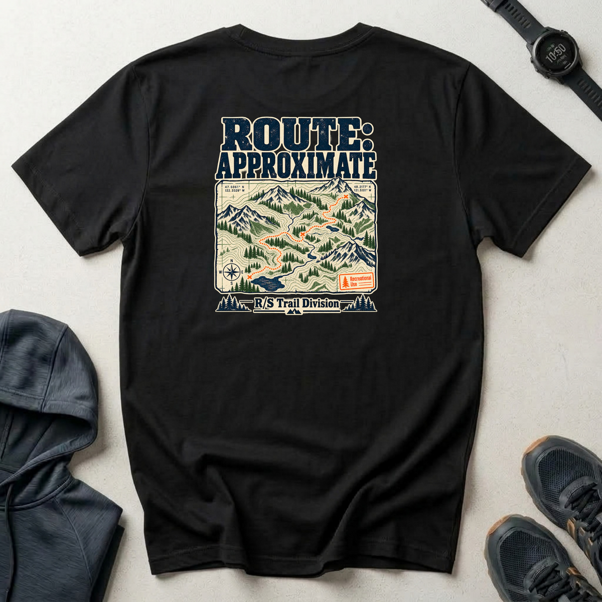 Trail Division - Route: Approximate T-Shirt — Funny Retro Casual Tee