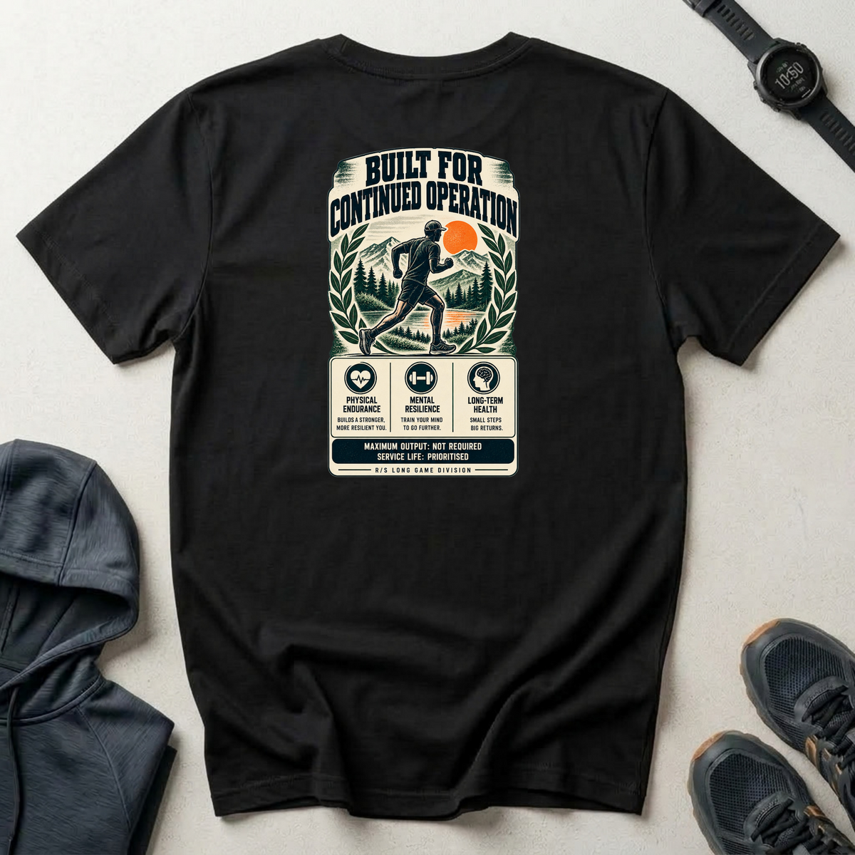 Run Division - Built for continued operation T-Shirt — Funny Retro Casual Tee