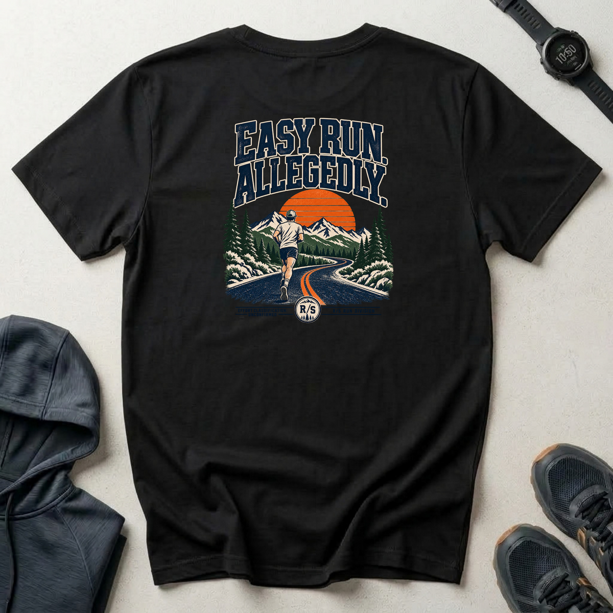Run Division - Easy run. Allegedly T-Shirt — Funny Retro Casual Tee