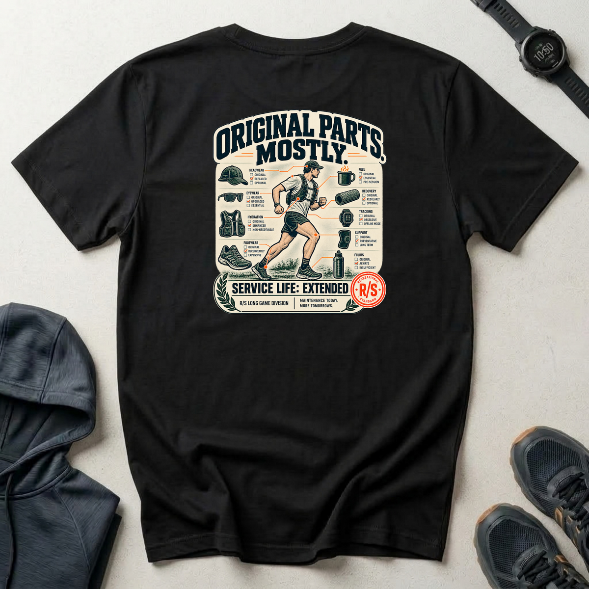 Run Division - Original parts - mostly T-Shirt — Funny Retro Casual Tee