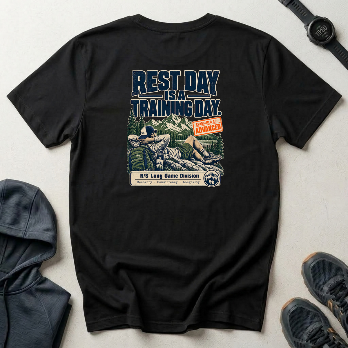 Run Division - Rest day is a training day T-Shirt — Funny Retro Casual Tee