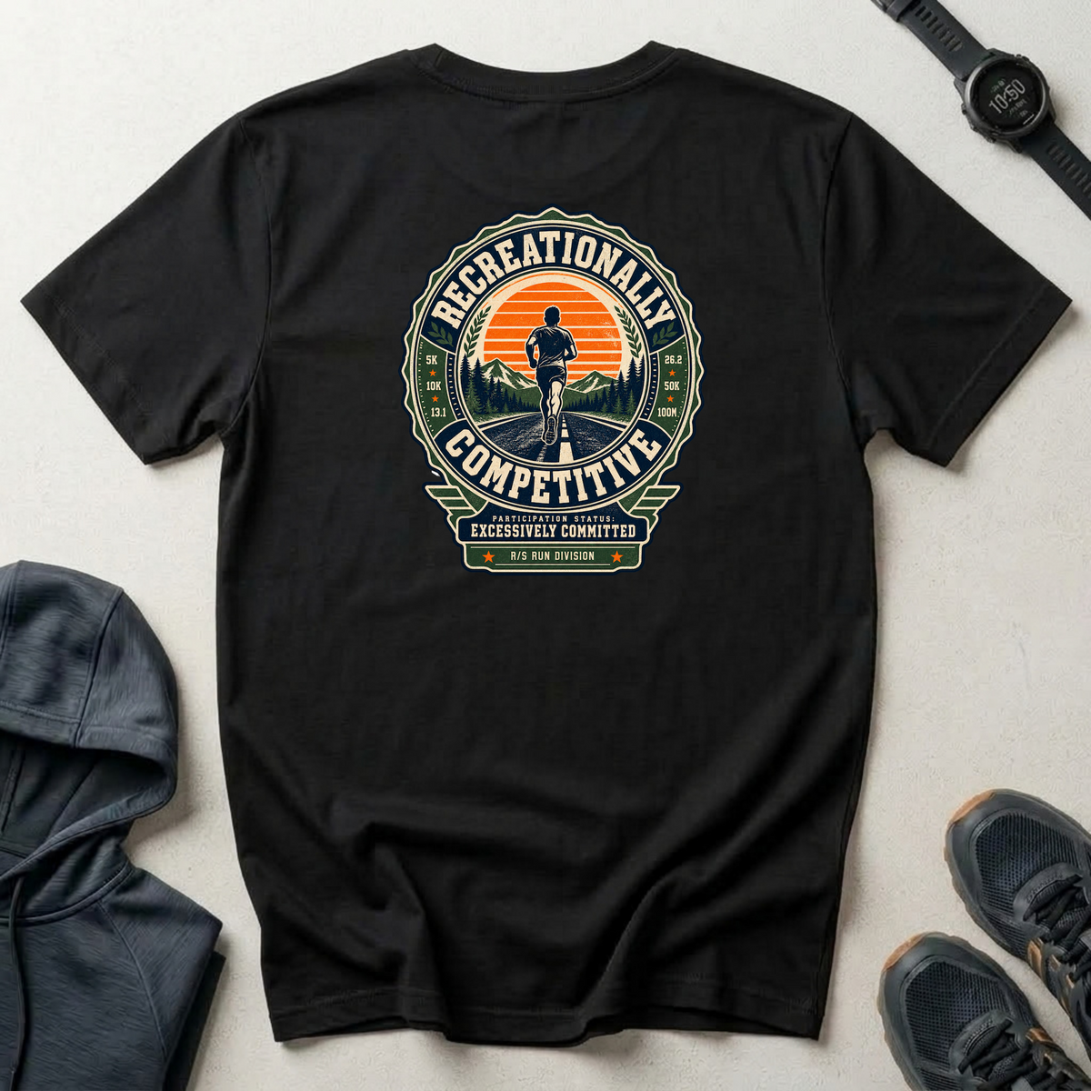 Run Division - Recreationally Competitive T-Shirt — Funny Retro Casual Tee