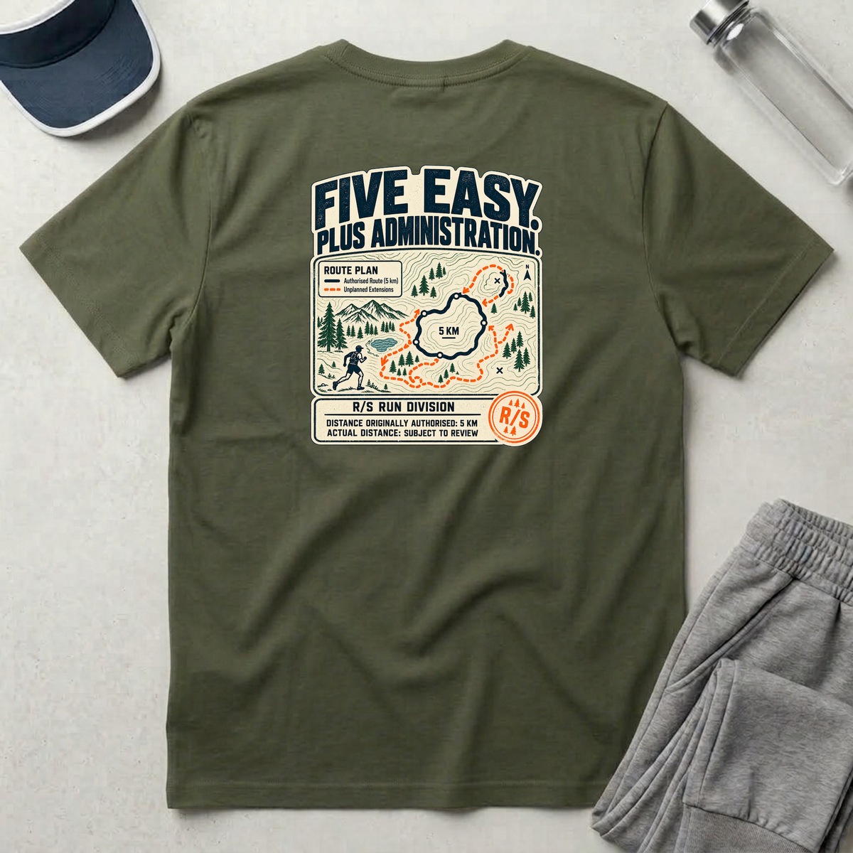 Run Division - Five Easy T-Shirt — Funny Retro Casual Tee