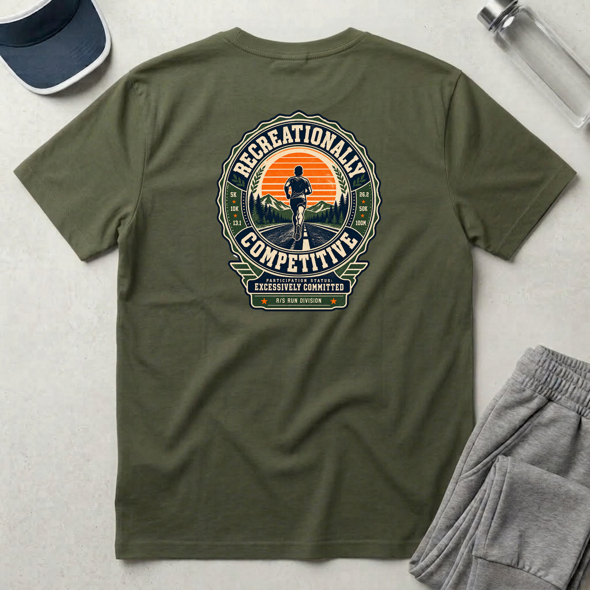 Run Division - Recreationally Competitive T-Shirt — Funny Retro Casual Tee