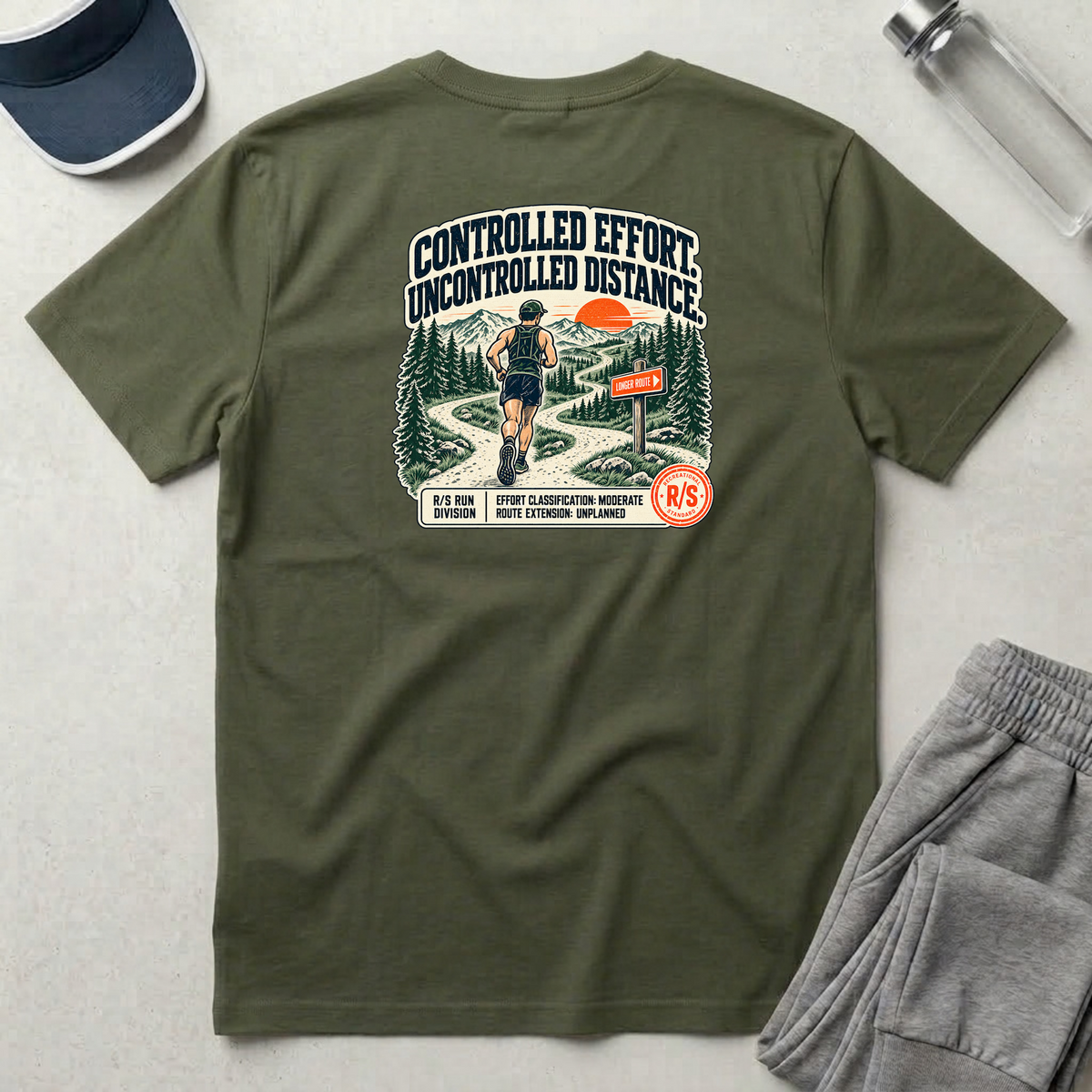 Run Division - Controlled effort - Uncontrolled distance T-Shirt — Funny Retro Casual Tee