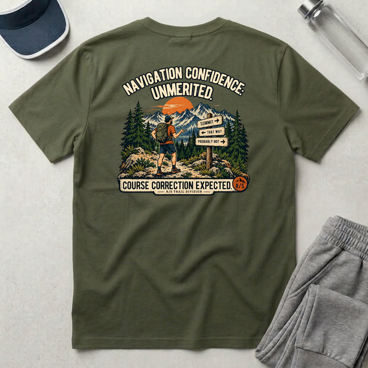 Trail Division - Navigation Confidence - Unmerited T-Shirt — Funny Retro Casual Tee