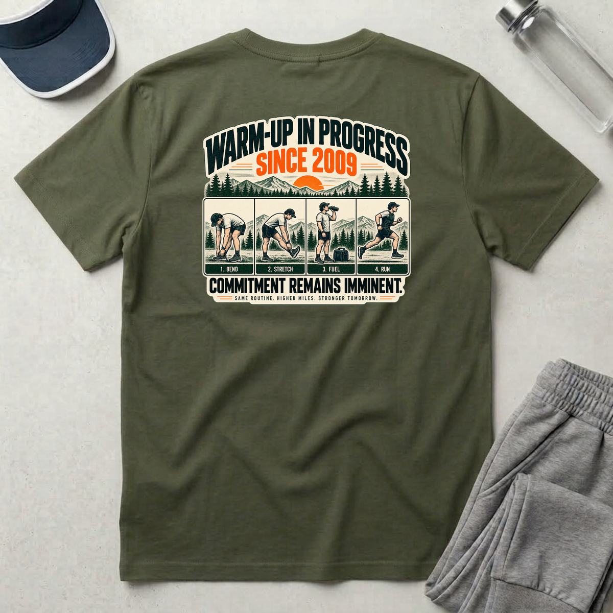 Run Division - Warm-up in Progress T-Shirt — Funny Retro Casual Tee