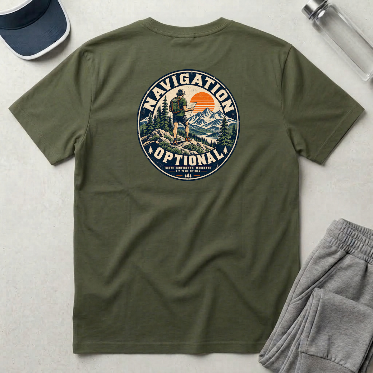 Trail Division - Navigation Optional. T-Shirt — Funny Retro Casual Tee
