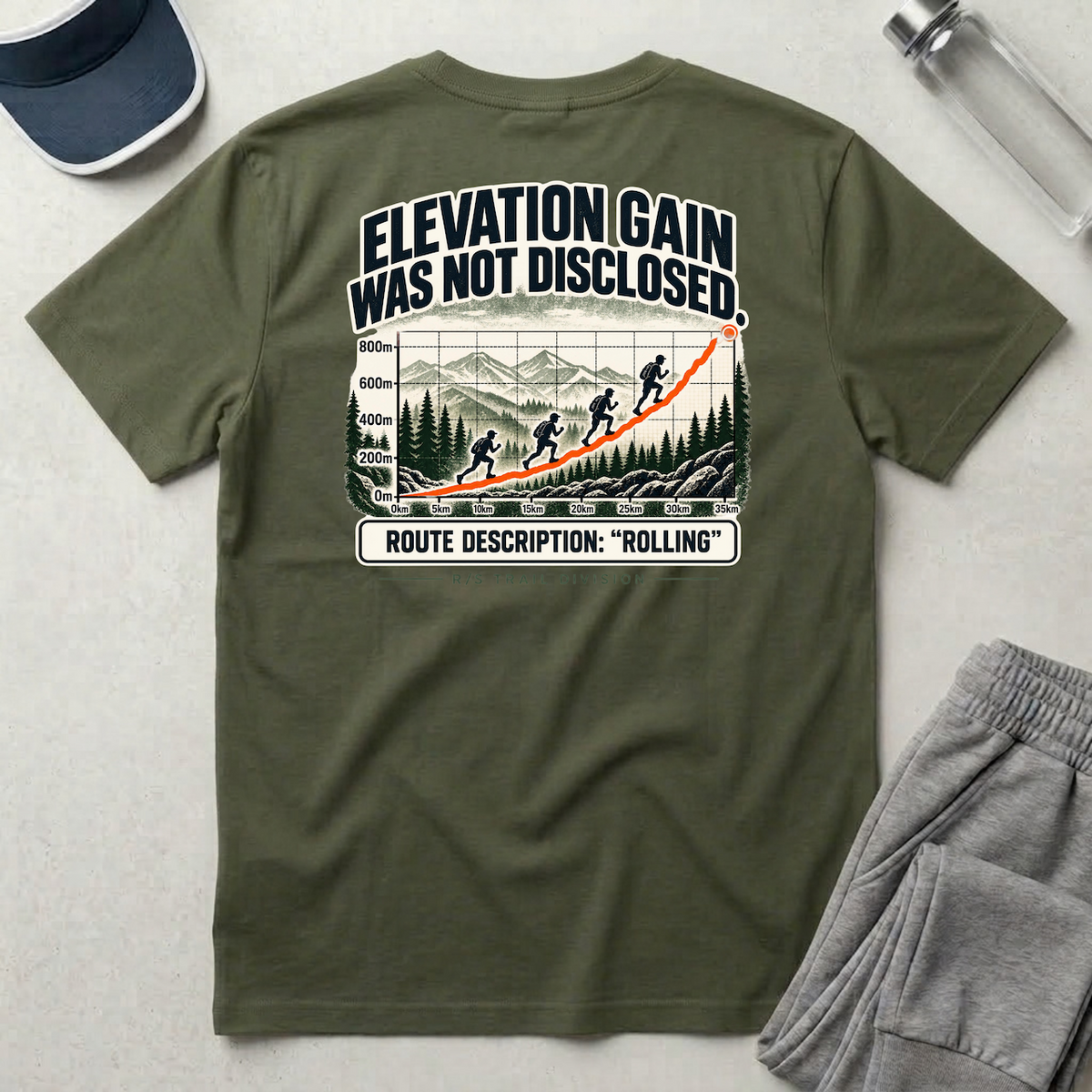Trail Division -Elevation Gain was not disclosed T-Shirt — Funny Retro Casual Tee