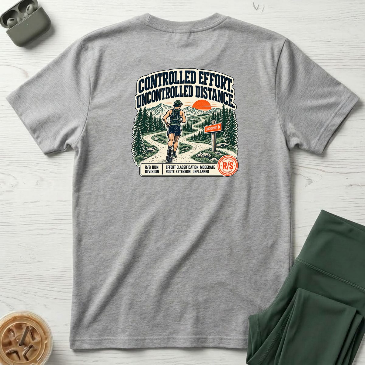 Run Division - Controlled effort - Uncontrolled distance T-Shirt — Funny Retro Casual Tee