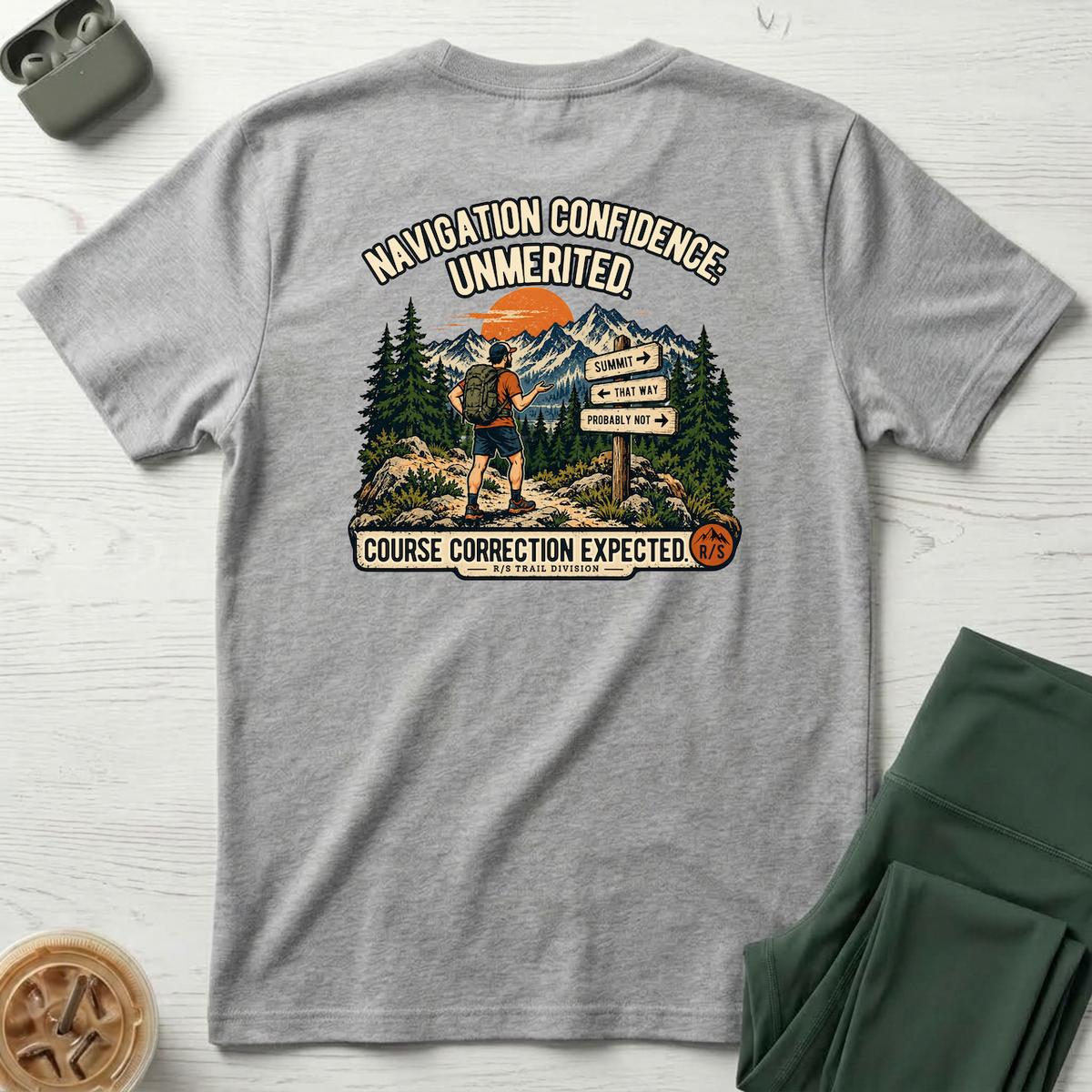 Trail Division - Navigation Confidence - Unmerited T-Shirt — Funny Retro Casual Tee