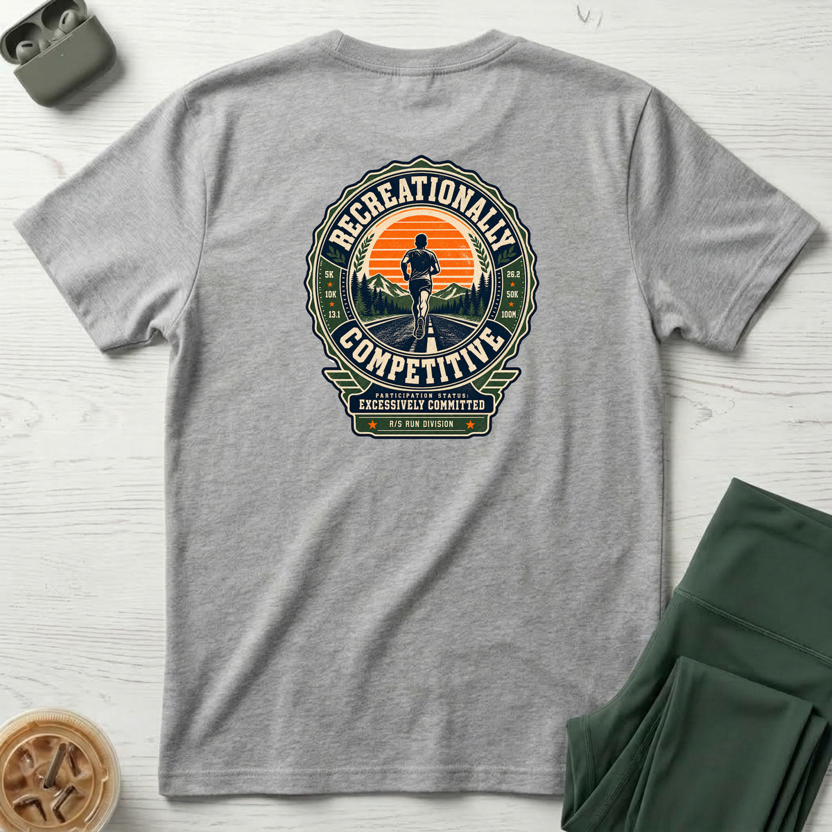 Run Division - Recreationally Competitive T-Shirt — Funny Retro Casual Tee