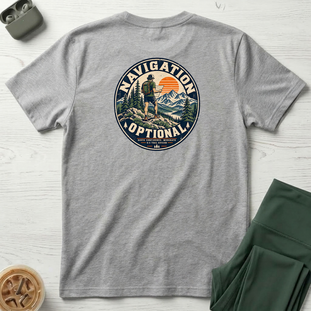 Trail Division - Navigation Optional. T-Shirt — Funny Retro Casual Tee