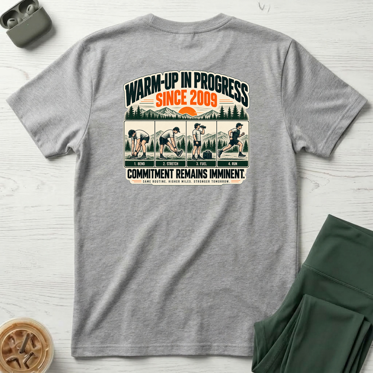 Run Division - Warm-up in Progress T-Shirt — Funny Retro Casual Tee