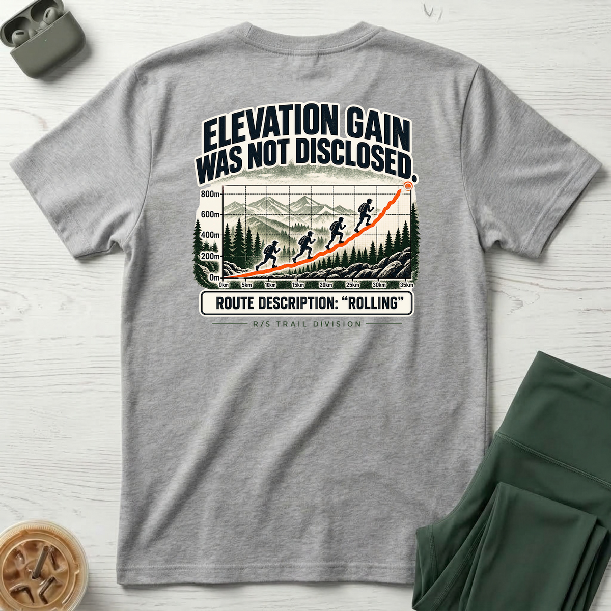 Trail Division -Elevation Gain was not disclosed T-Shirt — Funny Retro Casual Tee