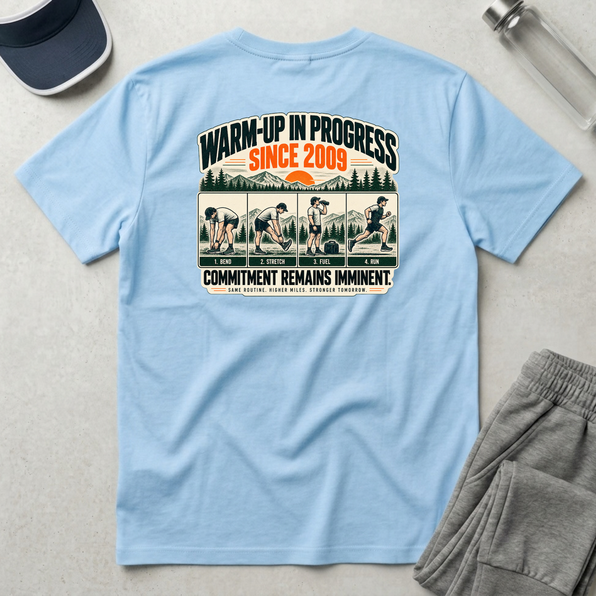 Run Division - Warm-up in Progress T-Shirt — Funny Retro Casual Tee