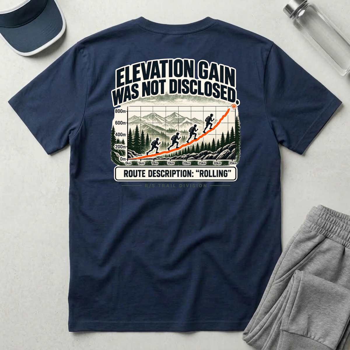 Trail Division -Elevation Gain was not disclosed T-Shirt — Funny Retro Casual Tee