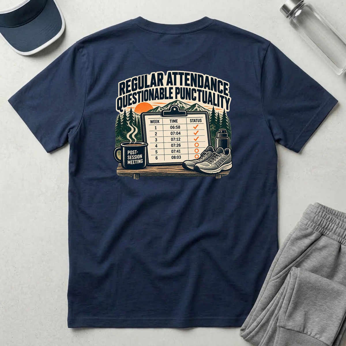 Social Division - Always attends. Questionable Punctionality T-Shirt. Retro funny T-shirt