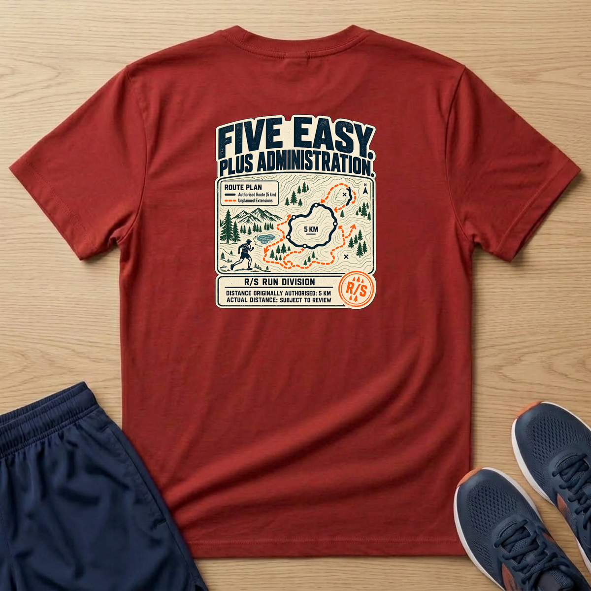 Run Division - Five Easy T-Shirt — Funny Retro Casual Tee