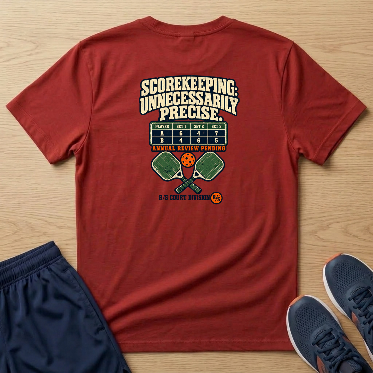 Court Division - Scorekeeping - Unnecessarily precise T-Shirt — Funny Retro Casual Tee