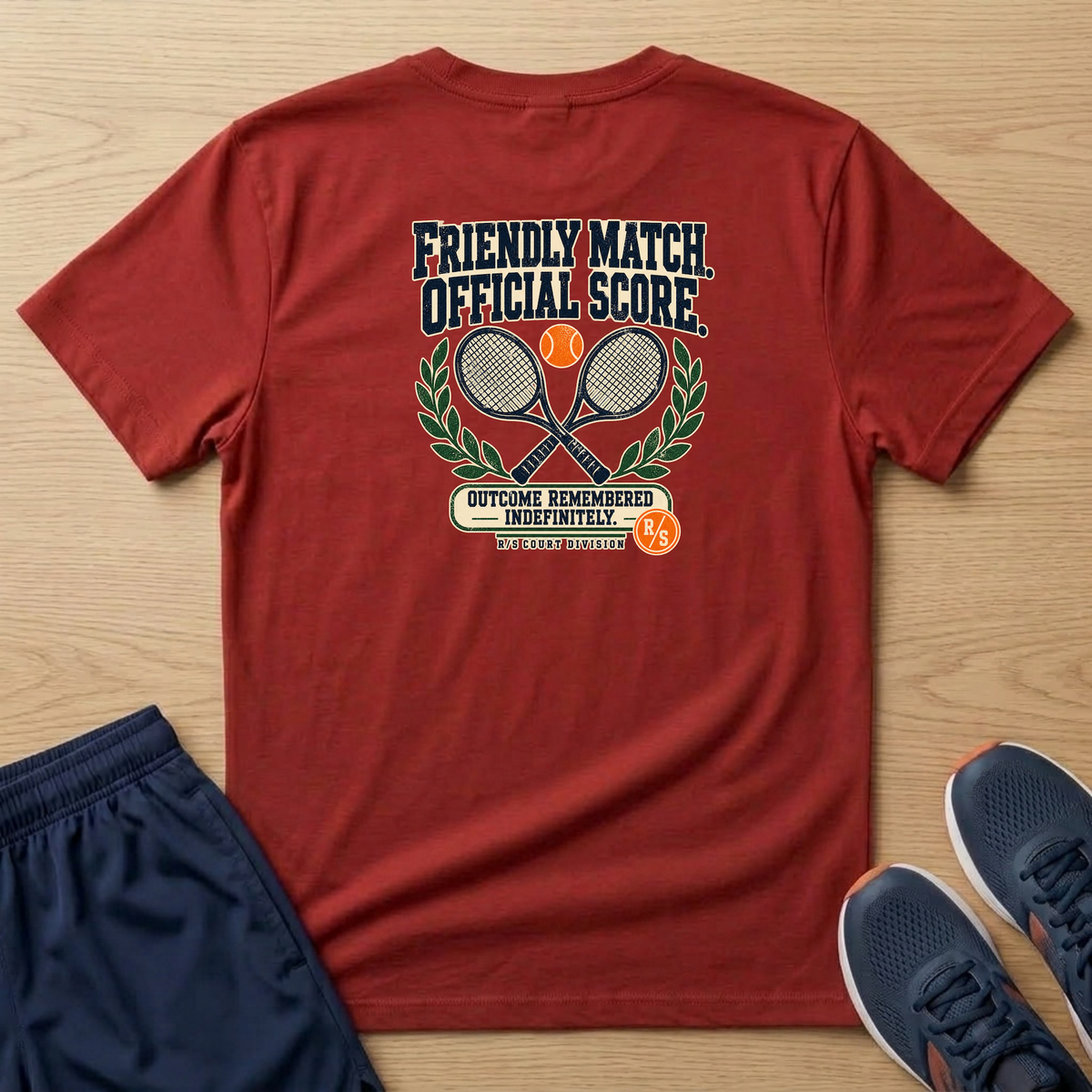Court Division - Pickle ball - Friendly match -  Official Score T-Shirt — Funny Retro Casual Tee