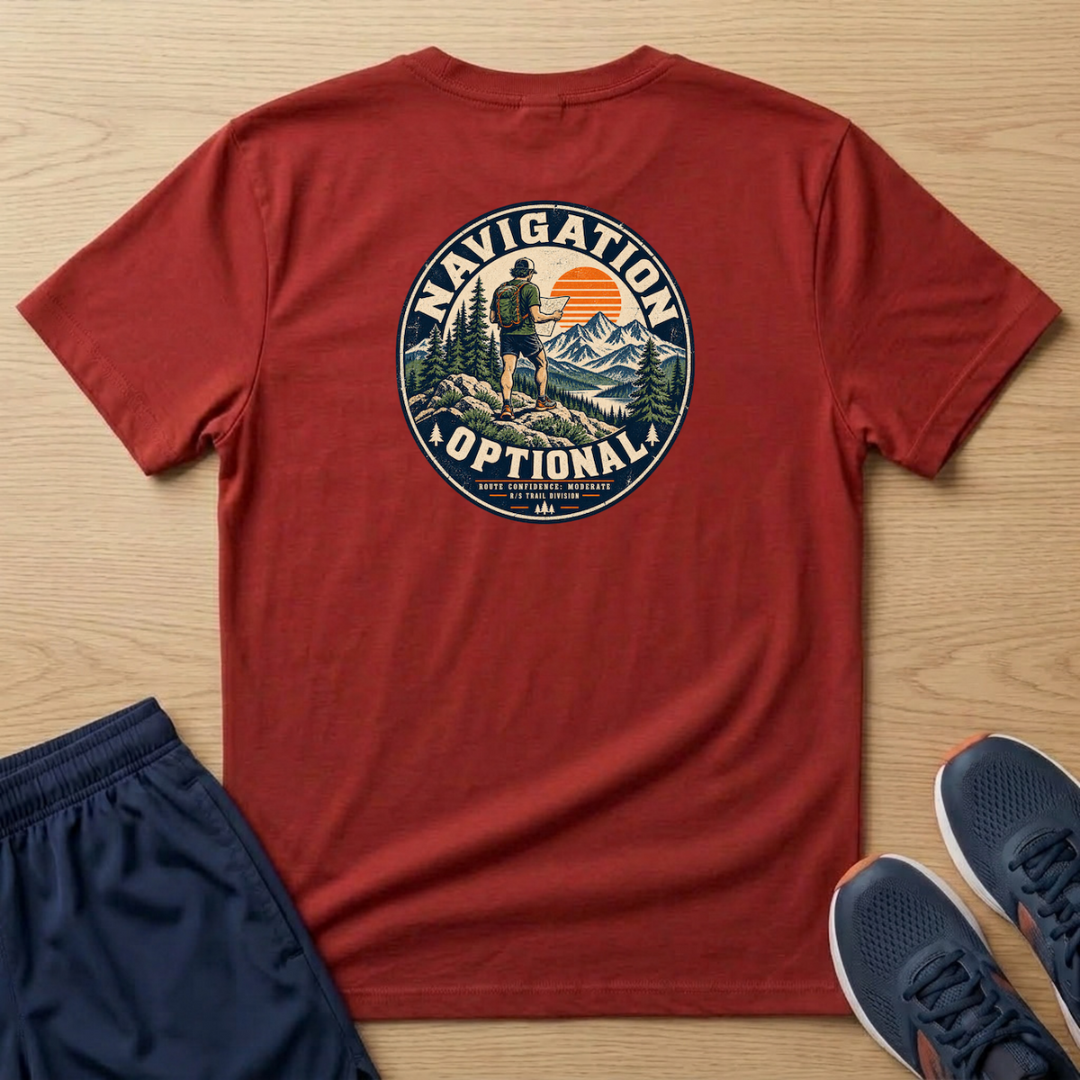 Trail Division - Navigation Optional. T-Shirt — Funny Retro Casual Tee