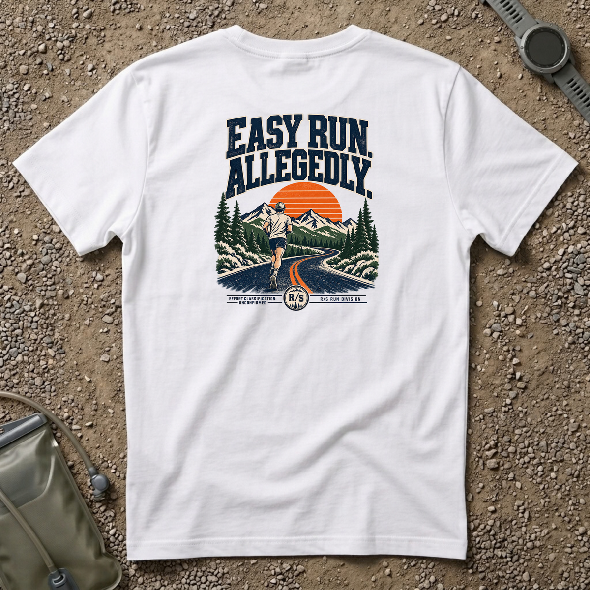 Run Division - Easy run. Allegedly T-Shirt — Funny Retro Casual Tee